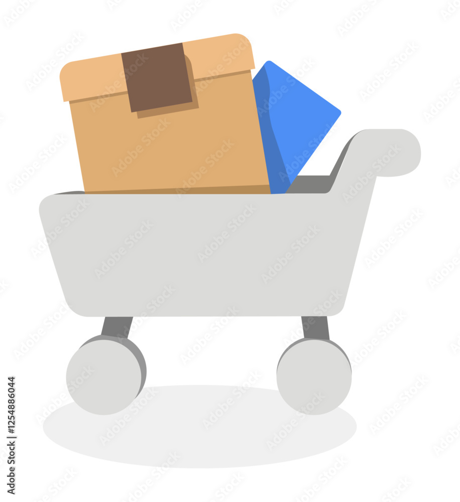 Parcel Delivery and Logistics Service with Package in Cart vector illustration Parcel Delivery and Logistics Service with Package in Cart vector illustration