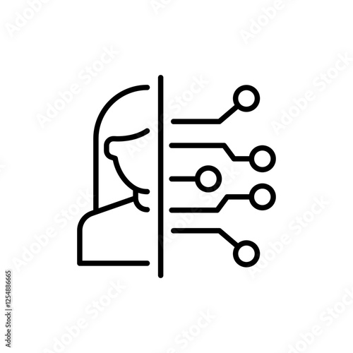 Deepfake outline icons, minimalist vector illustration ,simple transparent graphic element .Isolated on white background