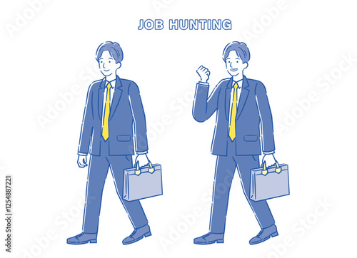 就職活動中の男性のシンプルなイラスト 2C