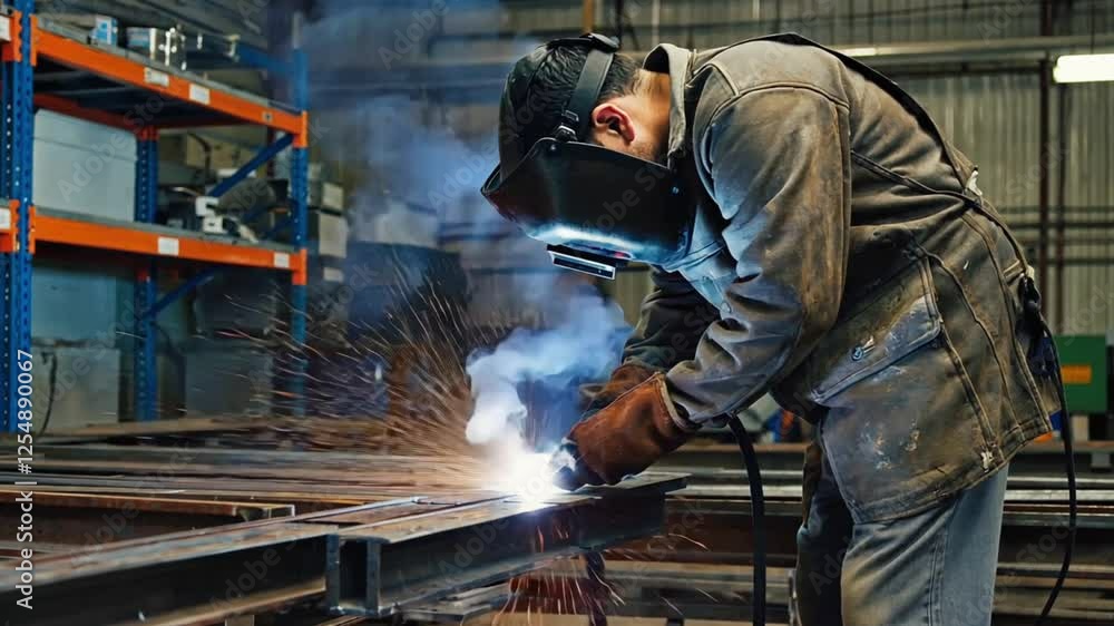 welder at work in factory welder at work in factory