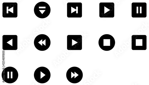 Set of Square and circle controls icons	
