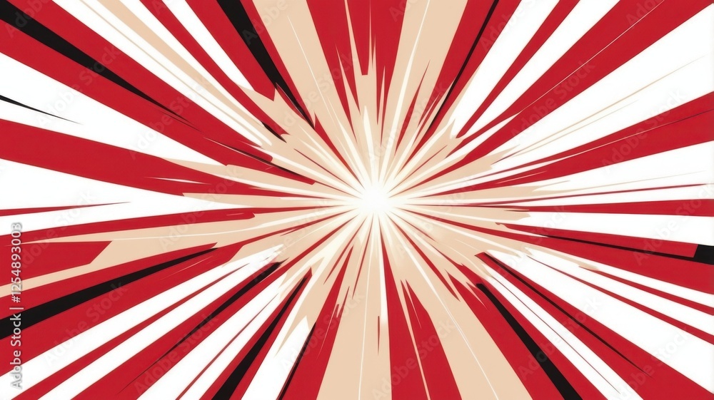 Fototapeta premium Abstract Red White and Black Starburst Background with a Concentric Pattern