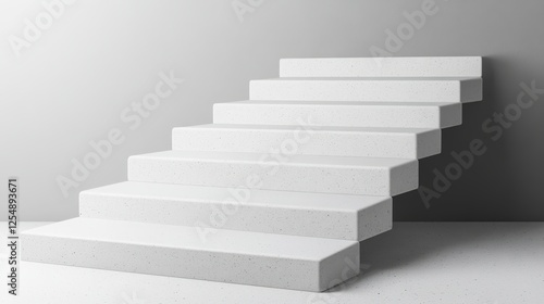 Wallpaper Mural White staircase with concrete steps and 3d textured white step design in contemporary style Torontodigital.ca