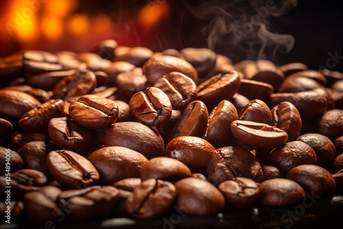 coffee beans on a wooden background generative ai