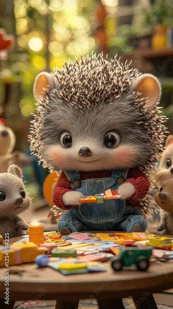Adorable hedgehog painting. AI. Adorable hedgehog painting. AI.