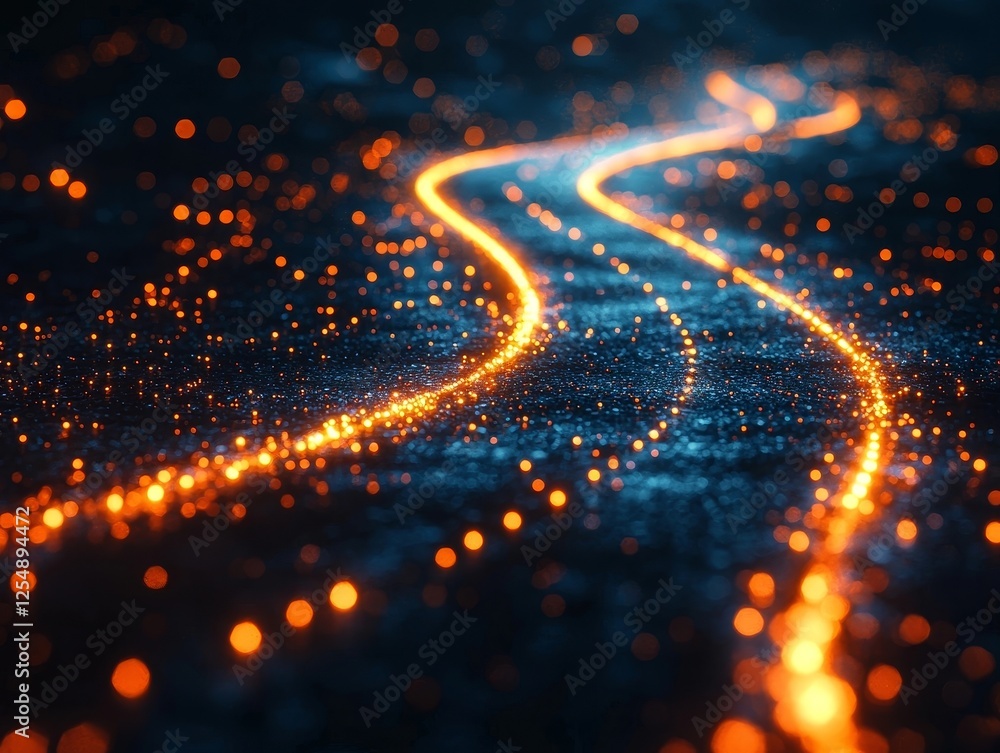 Glowing Roadmap with Financial Milestones Depicting a Journey to Success Glowing Roadmap with Financial Milestones Depicting a Journey to Success