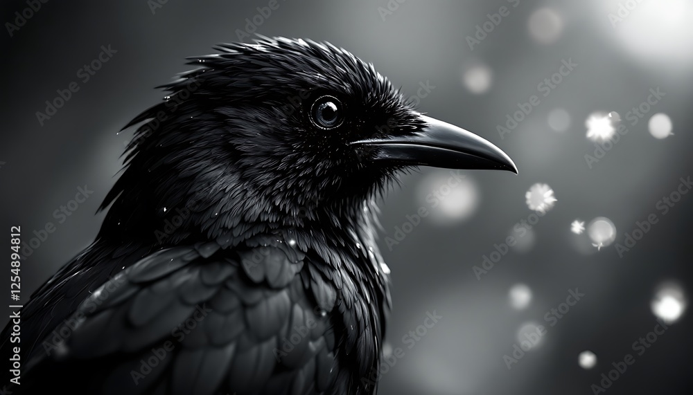 Majestic Raven in Monochrome: A Study in Darkness and Light Majestic Raven in Monochrome: A Study in Darkness and Light