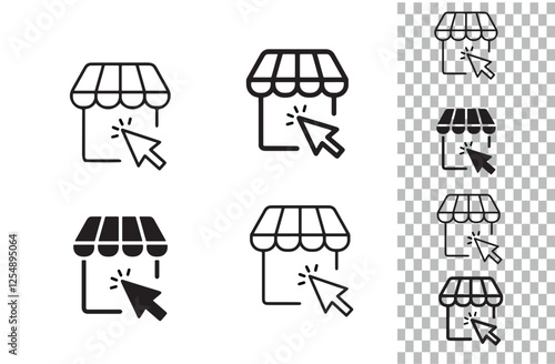 4 Web store shopping cart icon symbol sign with transparent