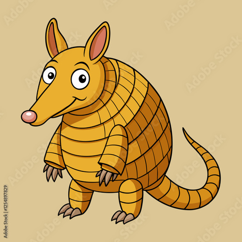 vector illustration of a happy armadillo 