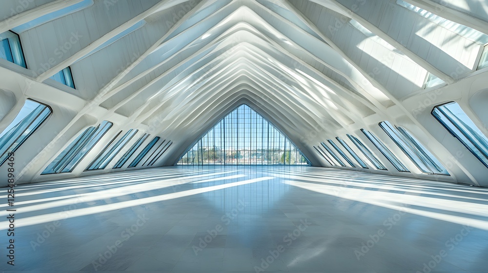 Obraz premium Minimalist background, white and blue, modern architecture, lines