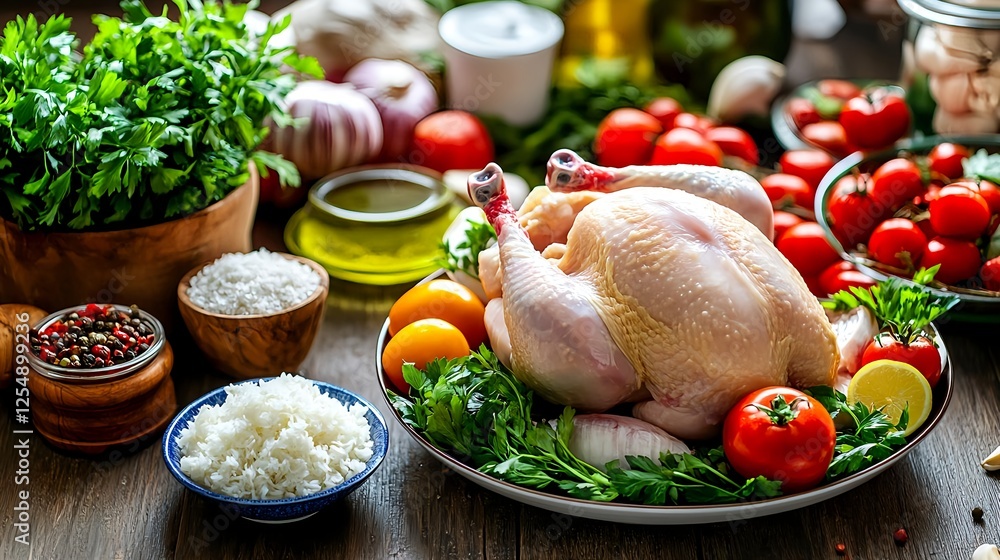 Raw Chicken with Vegetables & Rice Recipe - Authenticity Raw Chicken with Vegetables & Rice Recipe - Authenticity