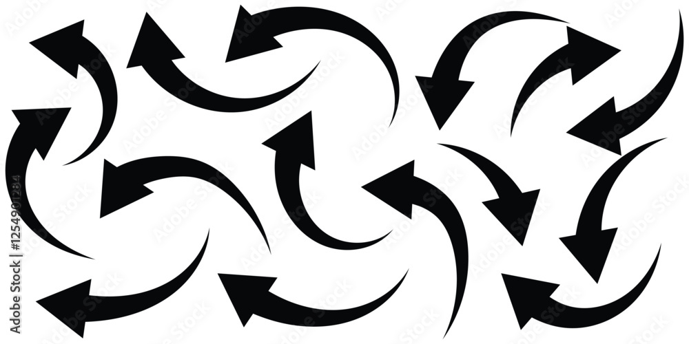Curved arrow icons. curved arrows set. arrow symbol collection. Hand painted, hand draw sketchy curve arrow blue arrow, This has clipping path.
Black curved arrows set. Arrow sign. Flat style icons. Curved arrow icons. curved arrows set. arrow symbol collection. Hand painted, hand draw sketchy curve arrow blue arrow, This has clipping path.
Black curved arrows set. Arrow sign. Flat style icons.