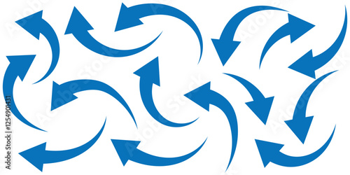Blue Curved arrow icons. curved arrows set. arrow symbol collection. vector. Blue arrows set. Curved arrows. Arrow sign. Flat style icons. set of Blue curve arrow icon vectors. Design eps 10. 