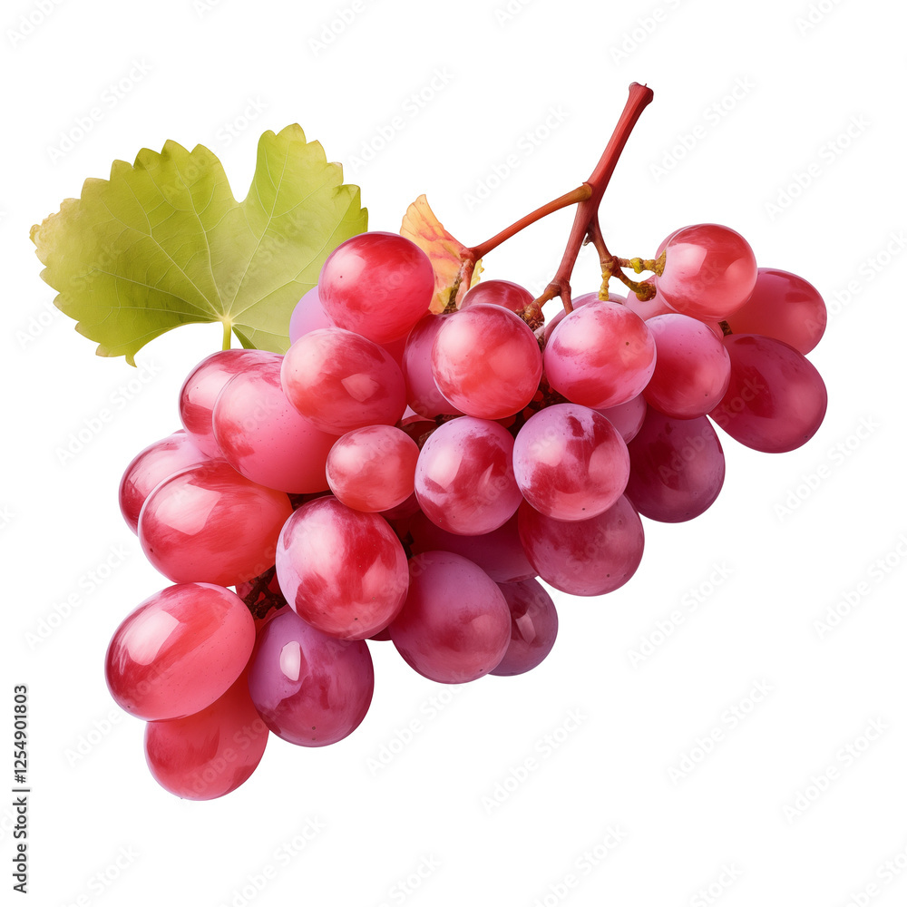 Fototapeta premium bunch of red grapes isolated on transparent white background, clipping path