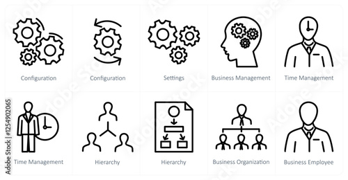 A set of 10 business icons as configuration, settings, business management