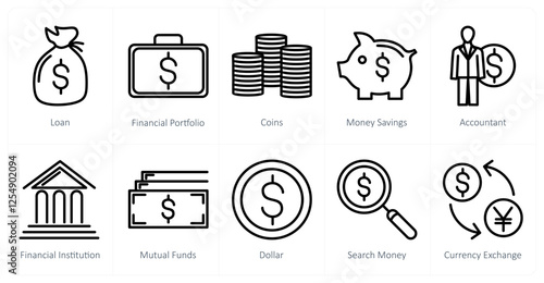 A set of 10 business icons as loan, financial portfolio, coins