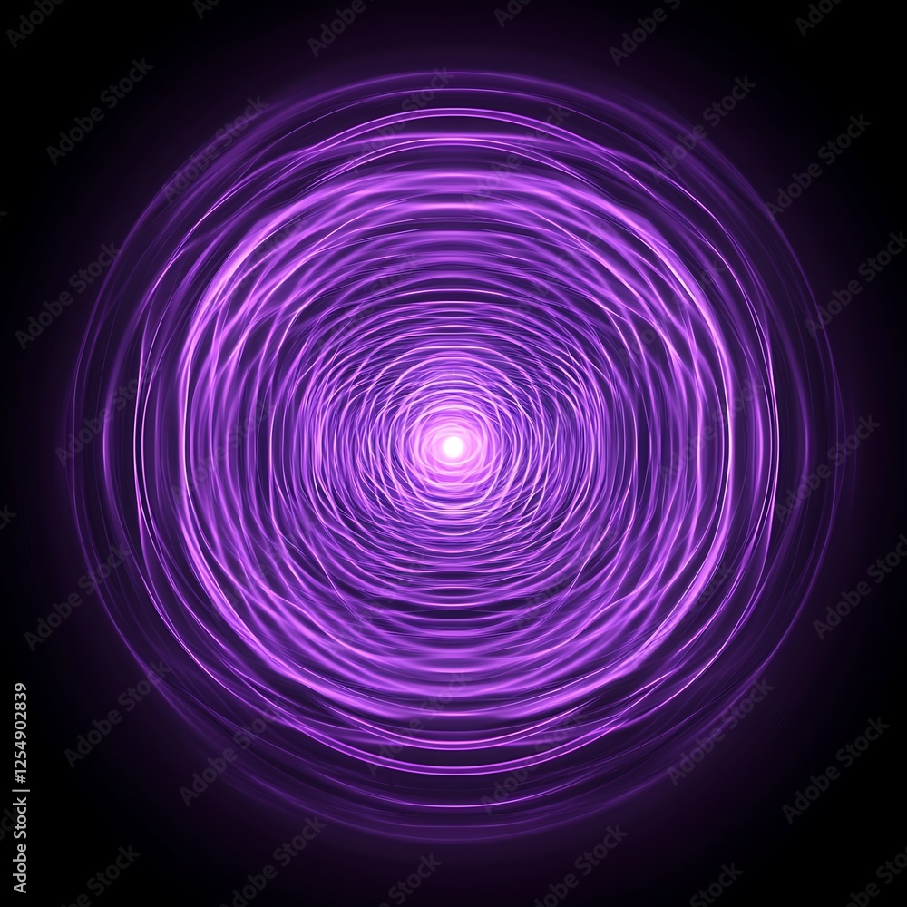 Obraz premium Abstract Purple Energy Vortex Concentric Circles Radiating Light on a Dark Mystical Background
