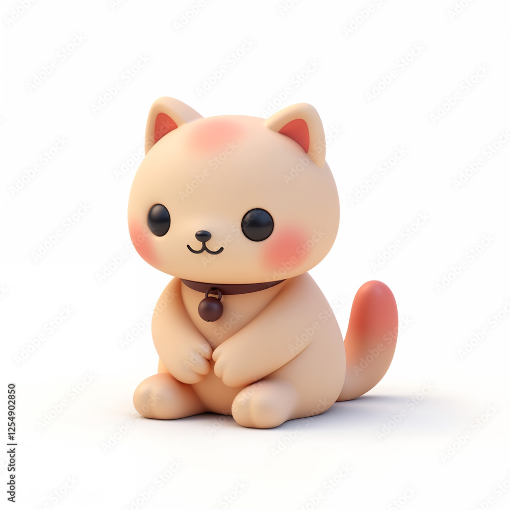 Adorable Creamy Kitten: A Sweet 3D Render in Pastel Hues Adorable Creamy Kitten: A Sweet 3D Render in Pastel Hues