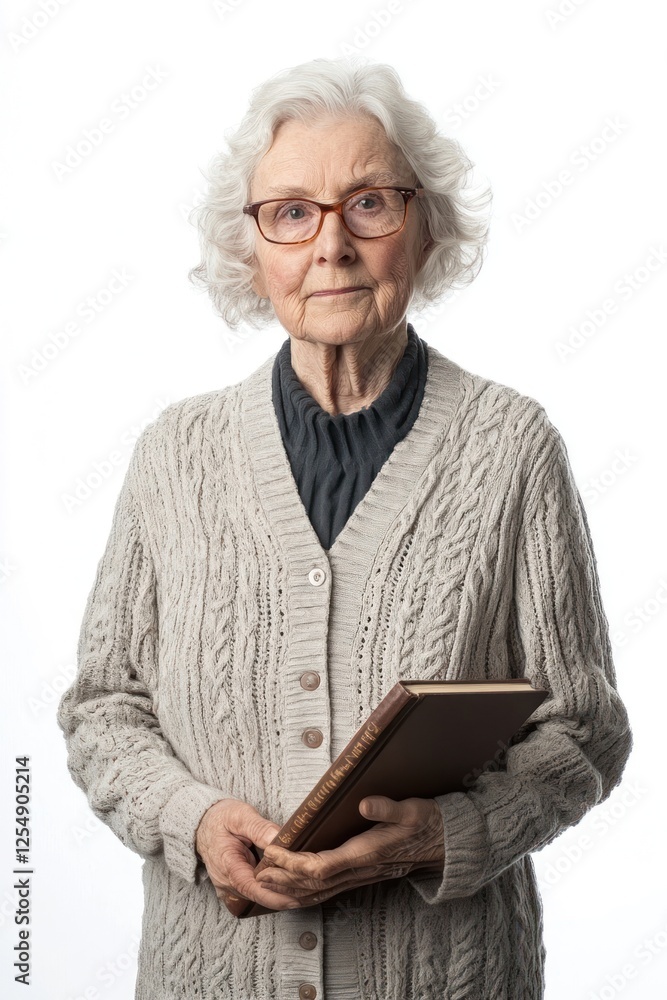 Elderly Teacher cardigan glasses elderly. Elderly Teacher cardigan glasses elderly.
