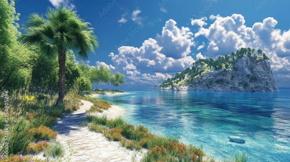 Vibrant landscape from a sunny island with dramatic scenery Vibrant landscape from a sunny island with dramatic scenery