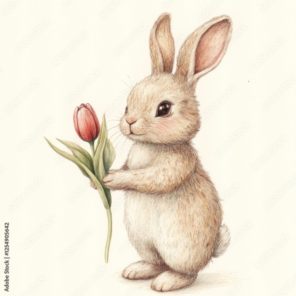Fototapeta premium Easter rabbit illustration animal spring.