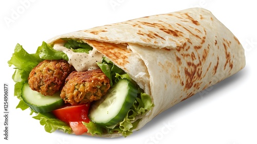 Wallpaper Mural A Delicious Falafel Wrap with Lettuce, Tomato, and Cucumber – Fresh and Flavorful Mediterranean Delight Torontodigital.ca