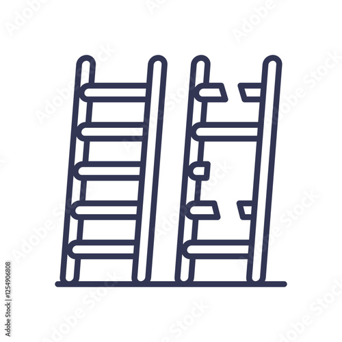 Two ladders with unequal rungs symbolize unequal access and opportunities.