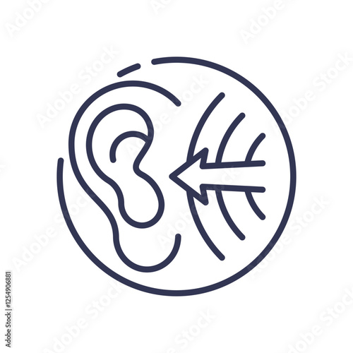 Ear with sound waves symbolizes active listening and effective communication.