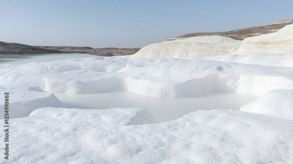 Obraz premium Pamukkale's white terraces, Turkey. Travel brochure background