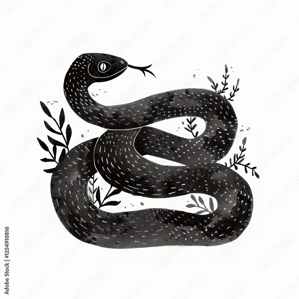 Obraz premium Snake art illustrated reptile.
