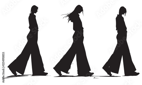 SKETCH. fashion girls. Abstract black and white