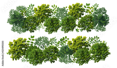 Vector illustration Aerial view, forest greenery, tree canopy, transparent PNG, jungle, natural environment, outdoor, landscape, nature, tree tops, eco-friendly, forest view