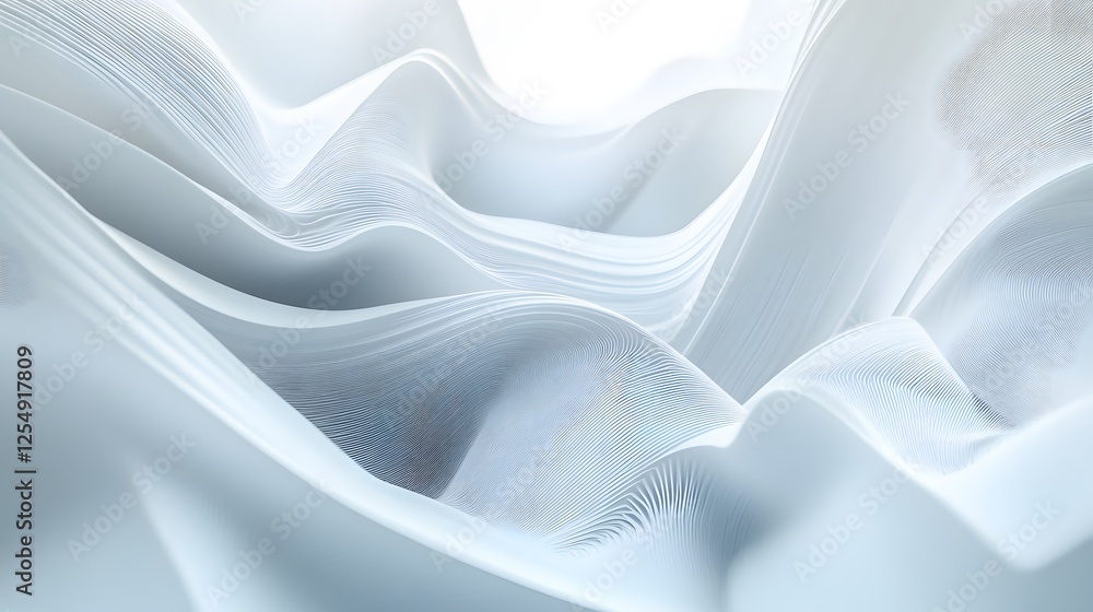 Abstract white layers create a flowing wavy landscape effect Abstract white layers create a flowing wavy landscape effect