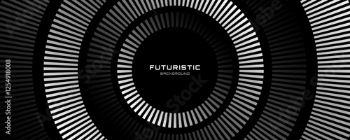 3D silver lines techno abstract background overlap layer on dark space with circles effect decoration. Modern graphic design element stripes style concept for web banner, flyer, card or brochure cover