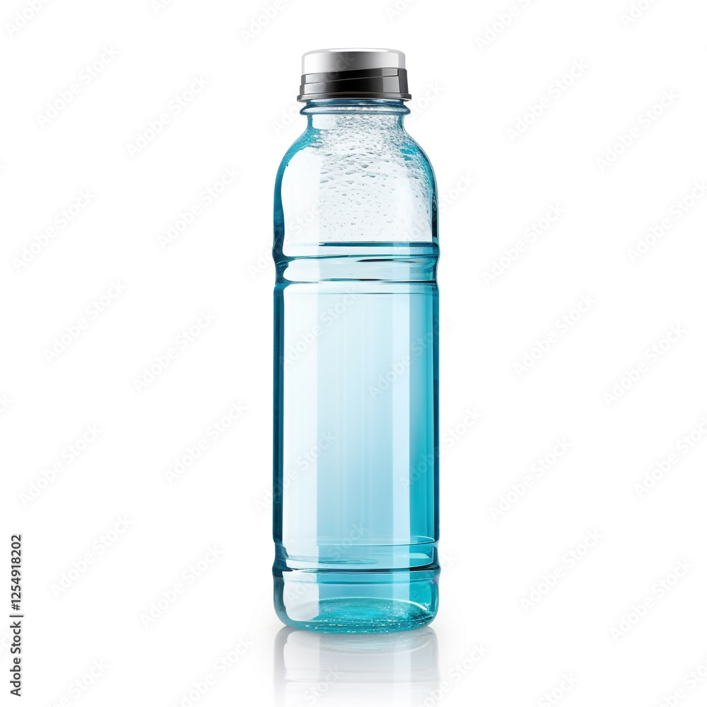 A clear, empty glass bottle with a screw cap, standing upright on a white background. The bottle is cylindrical with smooth, clean lines, and the cap has ridges for grip. A clear, empty glass bottle with a screw cap, standing upright on a white background. The bottle is cylindrical with smooth, clean lines, and the cap has ridges for grip.