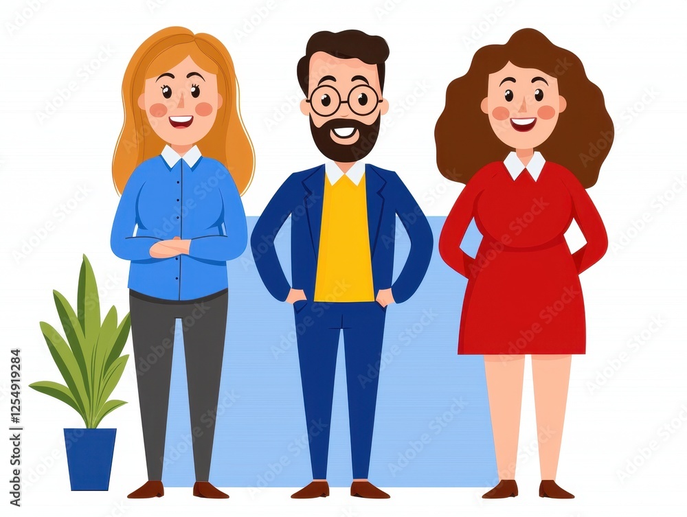 Smiling Diverse Team in Pixel Art Illustration Smiling Diverse Team in Pixel Art Illustration