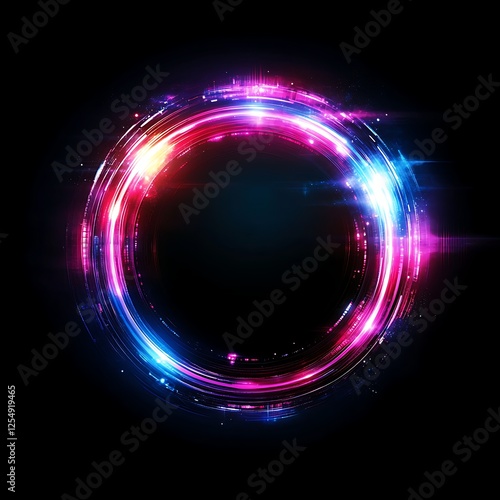 Circular Energy Field with Vibrant Colors and Dynamic Lines in a High Tech Graphic Design Style