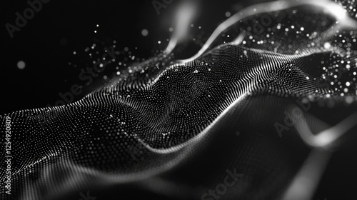 Sparkling graphic particles in motion. 