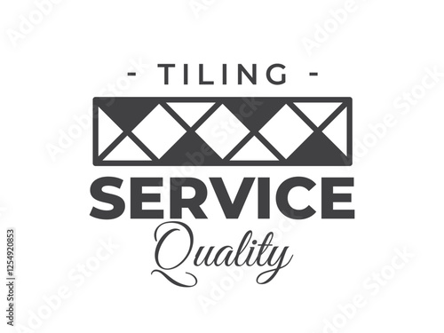 Tiles outline vintage logo isolated on white background. Laying tiles symbol. Tiles design element. Vector illustration