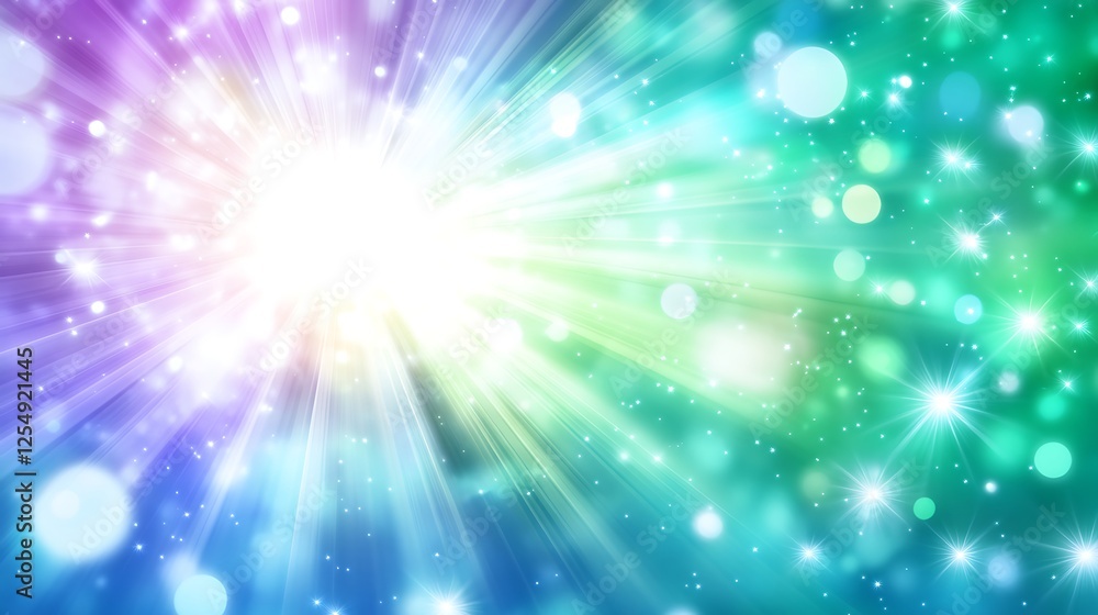 Fototapeta premium Colorful Burst of Light with Bokeh Effect for Background or Abstract Design Illustration 96chars