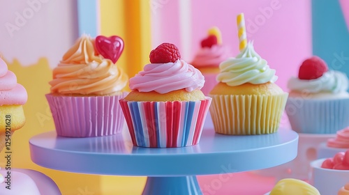 Delicious and Colorful Cupcakes Displayed on a Table - Perfect Treat for Any Celebration