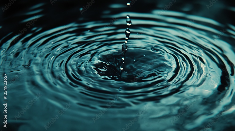 Waterdrop on a bluish surface with ripples. Waterdrop on a bluish surface with ripples.