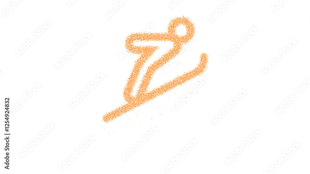 Icon ski jump is made of yellow grains of sand. Some grains of sand fall down. Transparent background. Black Icon ski jump is made of yellow grains of sand. Some grains of sand fall down. Transparent background. Black