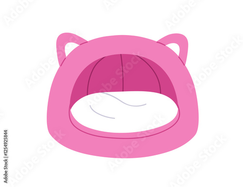 Pet bed with cushion. Dome-shaped shelter with funny ears. Cozy comfortable e...