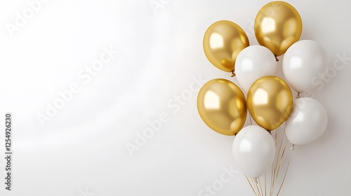 Wallpaper Mural A cluster of gold and white balloons on white Torontodigital.ca