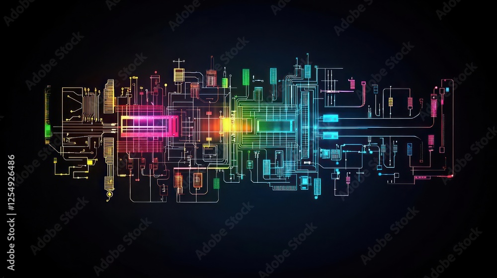 Fototapeta premium Abstract Colorful Digital Technology Background