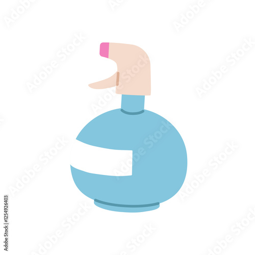 Spray bottle with trigger sprayer for cleaning and grooming. Cosmetic product, sprinkler for care, moisturizing. Packaging with sprinkling nozzle. Flat vector illustration isolated on white background