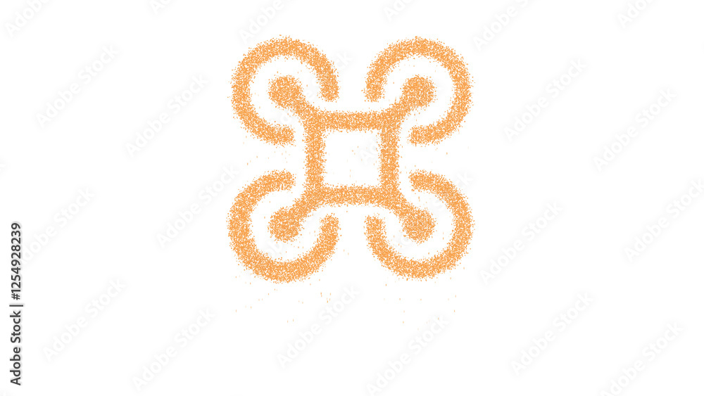 Icon drone is made of yellow grains of sand. Some grains of sand fall down. Transparent background. Black Icon drone is made of yellow grains of sand. Some grains of sand fall down. Transparent background. Black