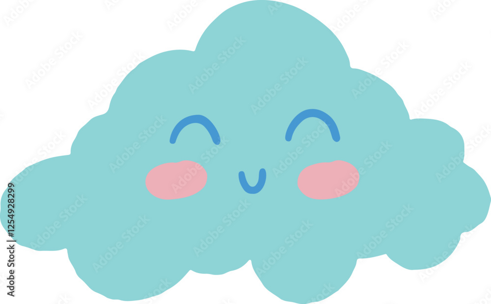 Simple and charming vector illustration of a soft blue cloud smile. Simple and charming vector illustration of a soft blue cloud smile.
