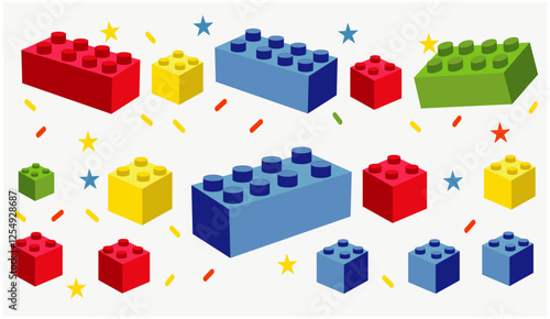 Building block toys template design for sales promotion. Banner vector toy with colorful block bricks toy like blocks for flyer, poster, web, ads, and social media. Design for baby and kids